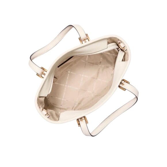 MICHAEL KORS Jet Set Small Saffiano Leather Top-Zip Tote Bag Light Cream NWT - Picture 3 of 16